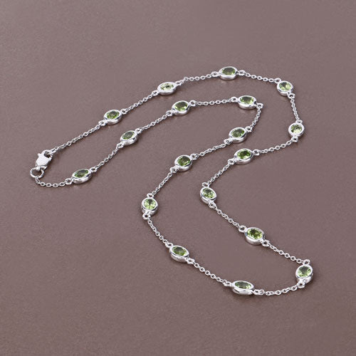 Bids.com 6.30 Carat Genuine Peridot .925 Sterling Silver Necklace Necklaces Dim Gray size 18.00