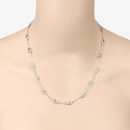 Bids.com 6.30 Carat Genuine Peridot .925 Sterling Silver Necklace Necklaces Bisque size 18.00