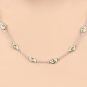 Bids.com 6.30 Carat Genuine Peridot .925 Sterling Silver Necklace Necklaces Peach Puff size 18.00