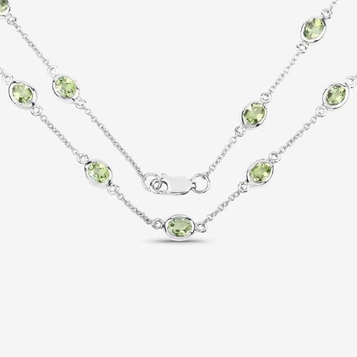 Bids.com 6.30 Carat Genuine Peridot .925 Sterling Silver Necklace Necklaces White Smoke size 18.00