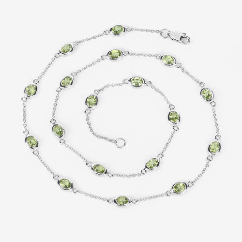 Bids.com 6.30 Carat Genuine Peridot .925 Sterling Silver Necklace Necklaces White Smoke size 18.00