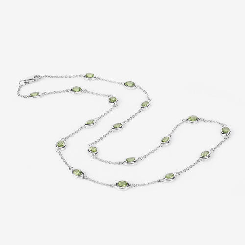 Bids.com 6.30 Carat Genuine Peridot .925 Sterling Silver Necklace Necklaces White Smoke size 18.00
