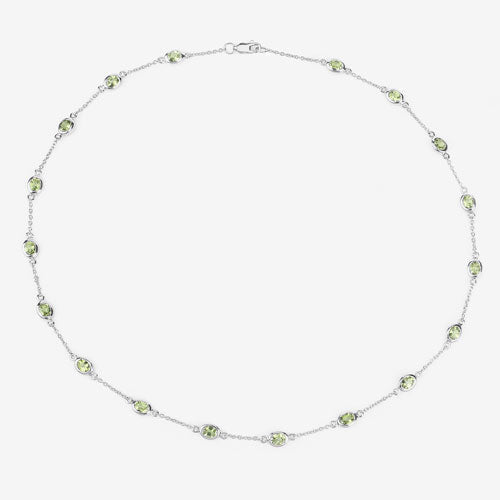 Bids.com 6.30 Carat Genuine Peridot .925 Sterling Silver Necklace Necklaces White Smoke size 18.00