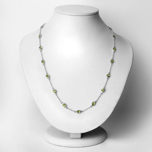 Bids.com 6.30 Carat Genuine Peridot .925 Sterling Silver Necklace Necklaces Lavender size 18.00