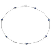 Bids.com 6.43 Carat Genuine Blue Sapphire and White Diamond .925 Sterling Silver Necklace Necklaces White Smoke size 16.00,size 18.00,size 20.00,size 36.00