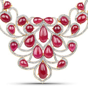 Bids.com 160.14 Carat Glass Filled Ruby and White Diamond .925 Sterling Silver Necklace Necklaces White Smoke Default Title