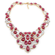Bids.com 160.14 Carat Glass Filled Ruby and White Diamond .925 Sterling Silver Necklace Necklaces White Smoke