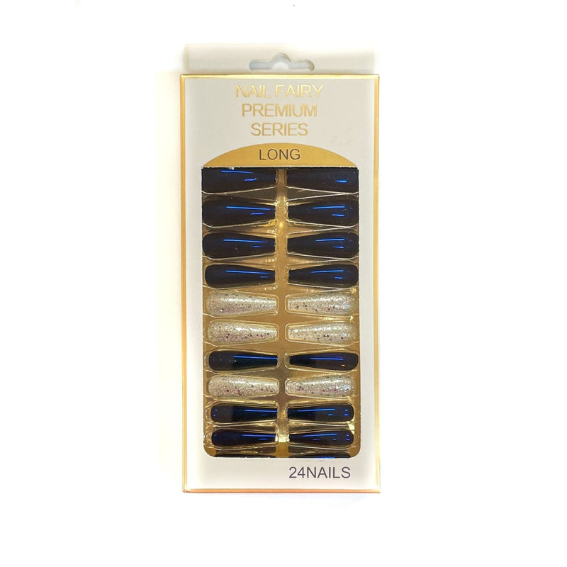 VIP Extensions Nail Fairy Premium Series Long Glitter Press-On Nails White Smoke 3NA-CMC214-A