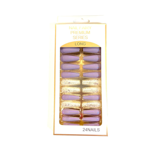 VIP Extensions Nail Fairy Premium Series Long Glitter Press-On Nails White Smoke 3NA-CMC214