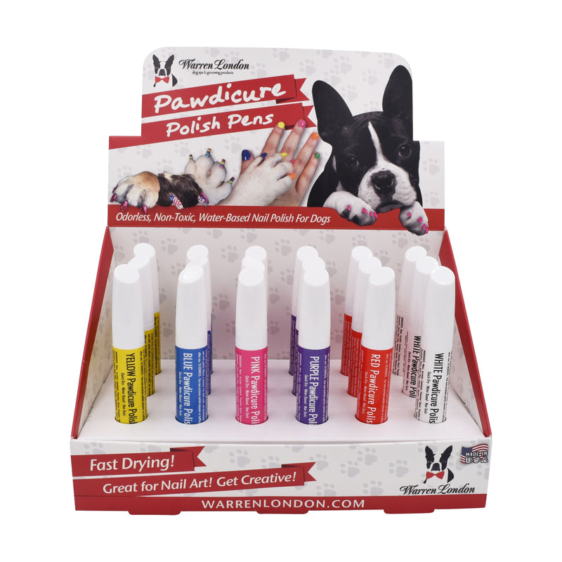 Warren London Cardboard Dog Nail Polish Pen Display Plus 18 Polish Pens Dog Nail Polish White Smoke Pink Purple Red Yellow Blue White,Neon Colors Neon Pink Neon Purple Neon Green Neon Orange Silver Gold
