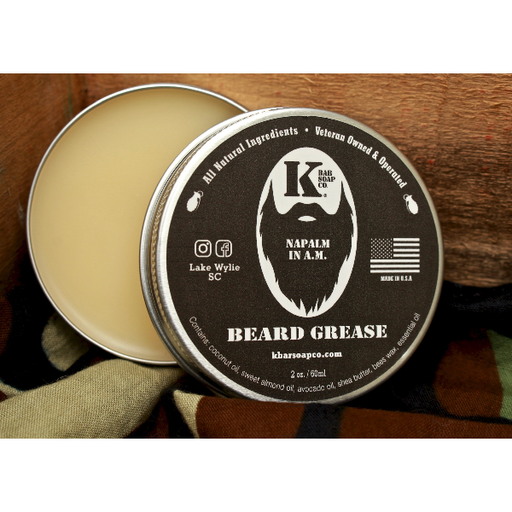 kbarsoapco Napalm in A.M. Beard Grease (Earthy, Turmeric, Walnut, Citrus) Tan