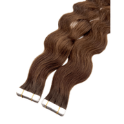 VIP Extensions Narcia Remy Siberian Body Wave Tape - 24" Hair Extension White Smoke 4 Medium Brown