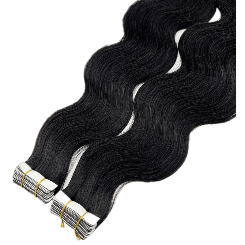 VIP Extensions Narcia Remy Siberian Body Wave Tape - 24" Hair Extension White Smoke 1 - Black