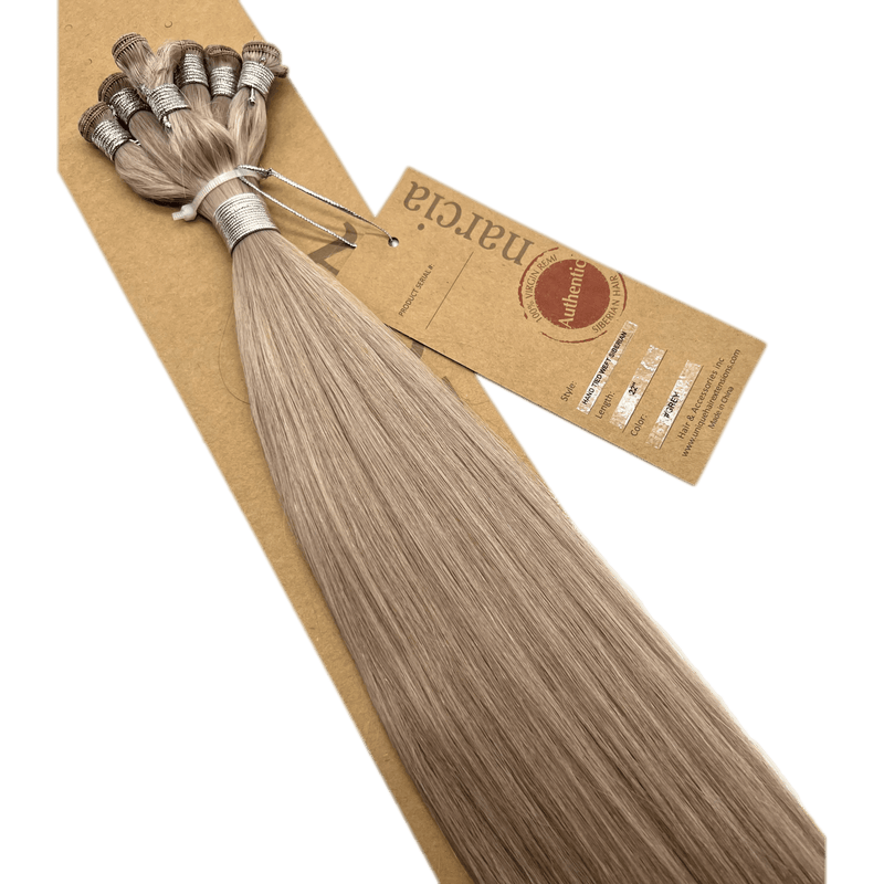 VIP Extensions Narcia Remy Siberian Hand Tied Weft 22" (100g) Hair Extension Black Silky Straight /GREY