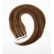 VIP Extensions Narcia Remy Siberian - Tape - 24" Hair Extension White Smoke P4/27 - Piano Medium Brown w/ Strawberry Blonde