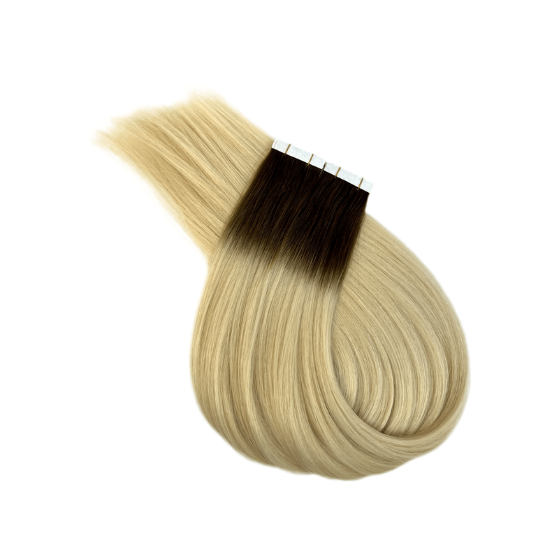 VIP Extensions Narcia Remy Siberian - Tape - 24" Hair Extension White Smoke Ombre 8/60 Ash Brown to Platinum Blonde