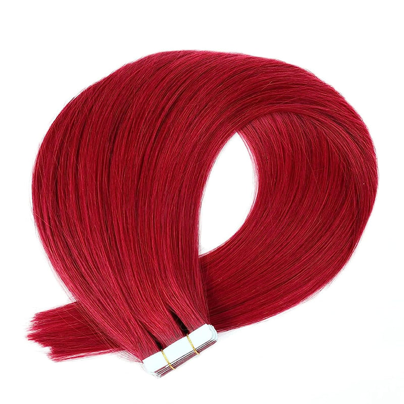 VIP Extensions Narcia Remy Siberian - Tape - 24" Hair Extension White Smoke RED - Red