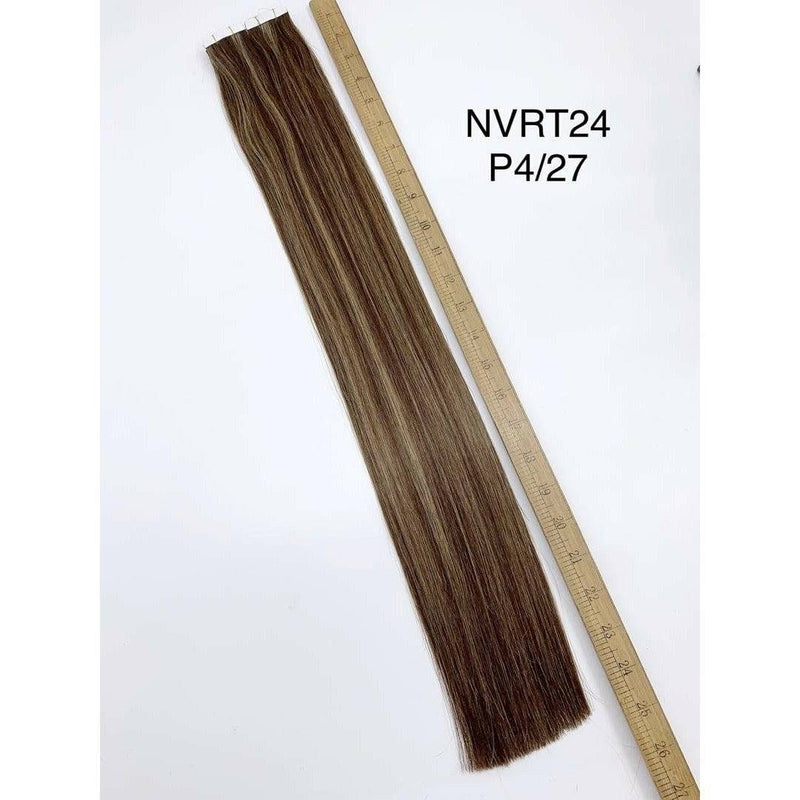 VIP Extensions Narcia Remy Siberian - Tape - 24" Hair Extension White Smoke 1 - Jet Black,1B (off Black),2 - Dark Brown,4 - Medium Brown,P4/27 - Piano Medium Brown w/ Strawberry Blonde,6 - Chestnut Brown,P6/22 - Brown / Light Blonde,8 - Medium Ash Brown,P8/22 Ash Brown/ Light Blonde,14,P14/22 - Golden / Light Blonde,P14/24,16,18,