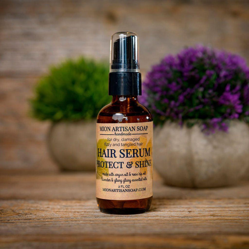 MION Artisan Soap Co. Protect and Shine Hair Serum | for Dry, Damaged, Tangled or Frizzy Hair Dim Gray