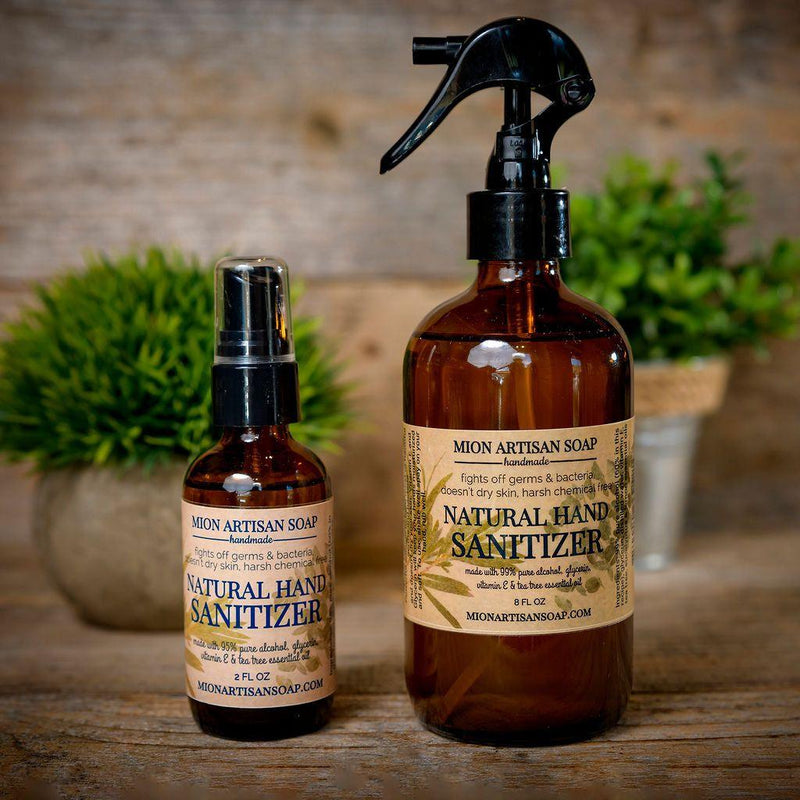 MION Artisan Soap Co. Natural Hand Sanitizers | Made With Pure Alcohol and Essential Oils | 8 FL OZ Dark Olive Green