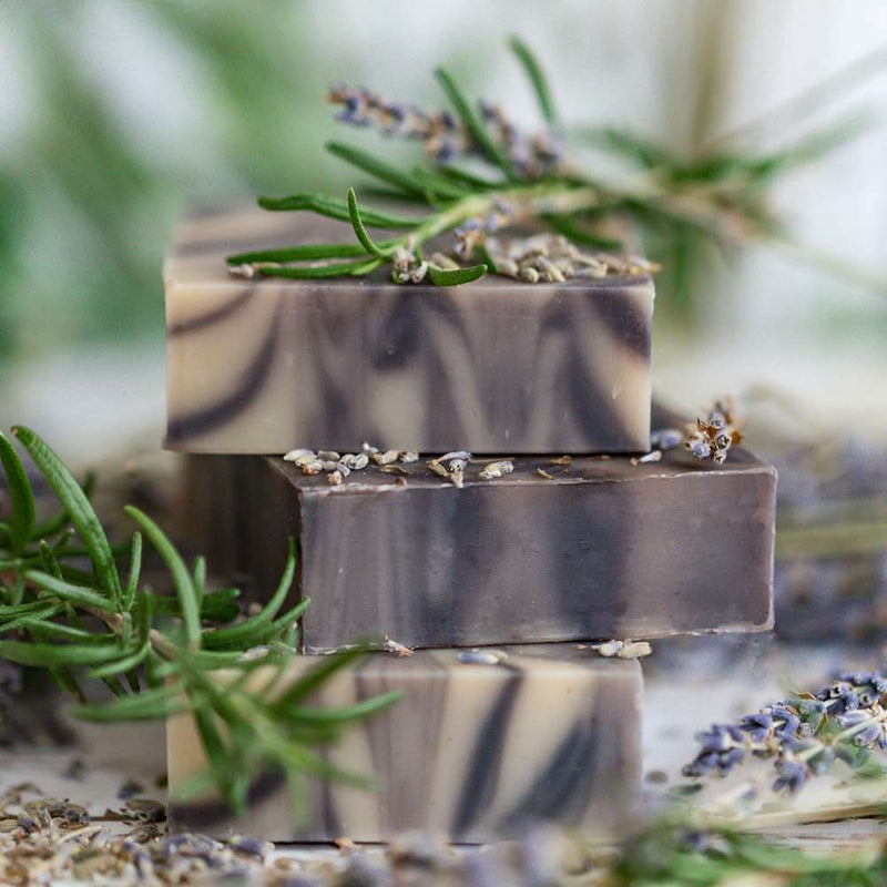 Chagrin Valley Soap & Salve Natural Soap: Lavender Rosemary Soap Slate Gray Full Bar 5.6 oz,Travel Size Bar 1.7 oz