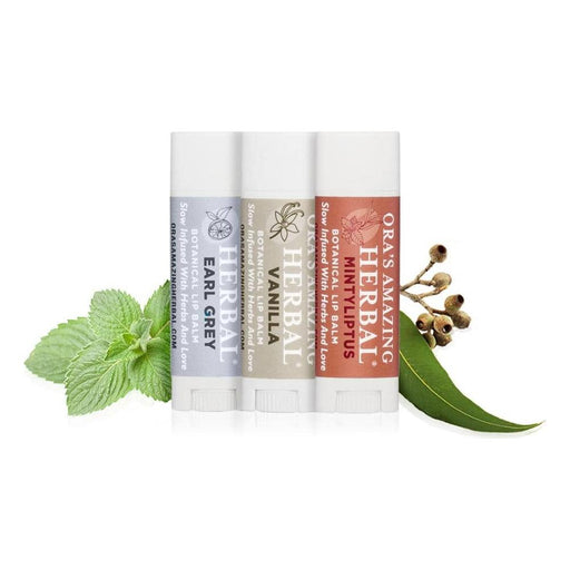 Ora's Amazing Herbal Natural Lip Balm 3 Pack, Vanilla, Earl Grey, Mintyliptus Light Gray