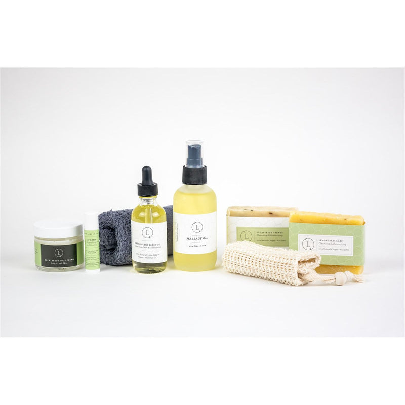 Lizush Father's Day Gift -Fresh earthy Natural skincare set, Eucalyptus Men Grooming kit Skincare set for him White Smoke No,Yes,Mens beard oil gift