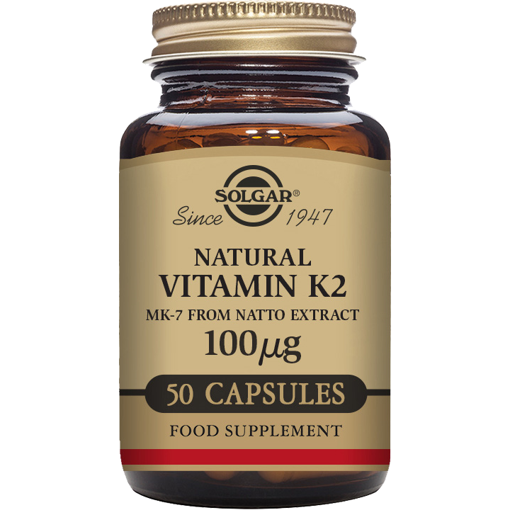 SOLGAR Solgar Vitamin K2 100 mcg - 50 Vegetable Capsules - 5 Oz Vitamin K2 Supplement Rosy Brown