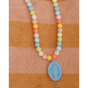 Be A Heart Miraculous Medal Plastic Children's Necklace Jewelry Dark Salmon