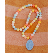 Be A Heart Miraculous Medal Plastic Children's Necklace Jewelry Dark Salmon