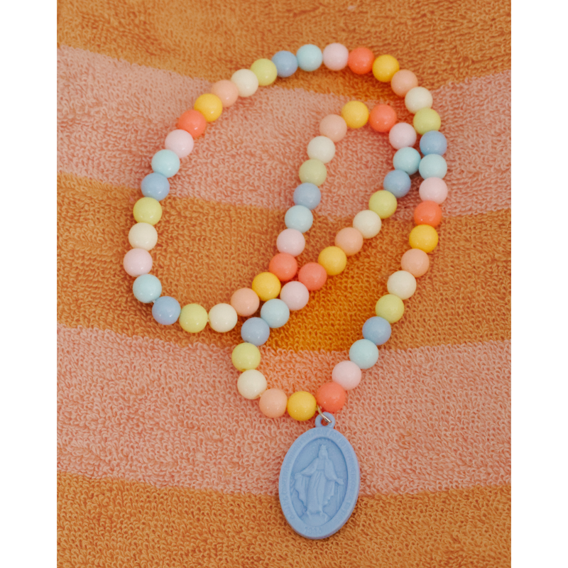 Be A Heart Miraculous Medal Plastic Children's Necklace Jewelry Dark Salmon