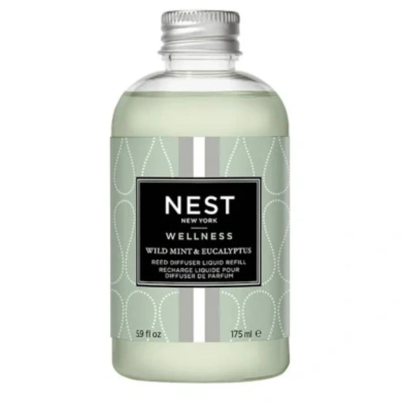 Nava Beauty Nest New York Wild Mint & Eucalyptus Reed Diffuser Liquid Refill 5.9 Oz Fragrance White Smoke