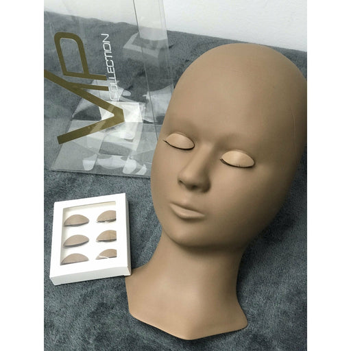VIP Extensions Eyelash Practice Mannequin with 3 Sets of Removable Eyes Salon Supplies Dim Gray 1,2