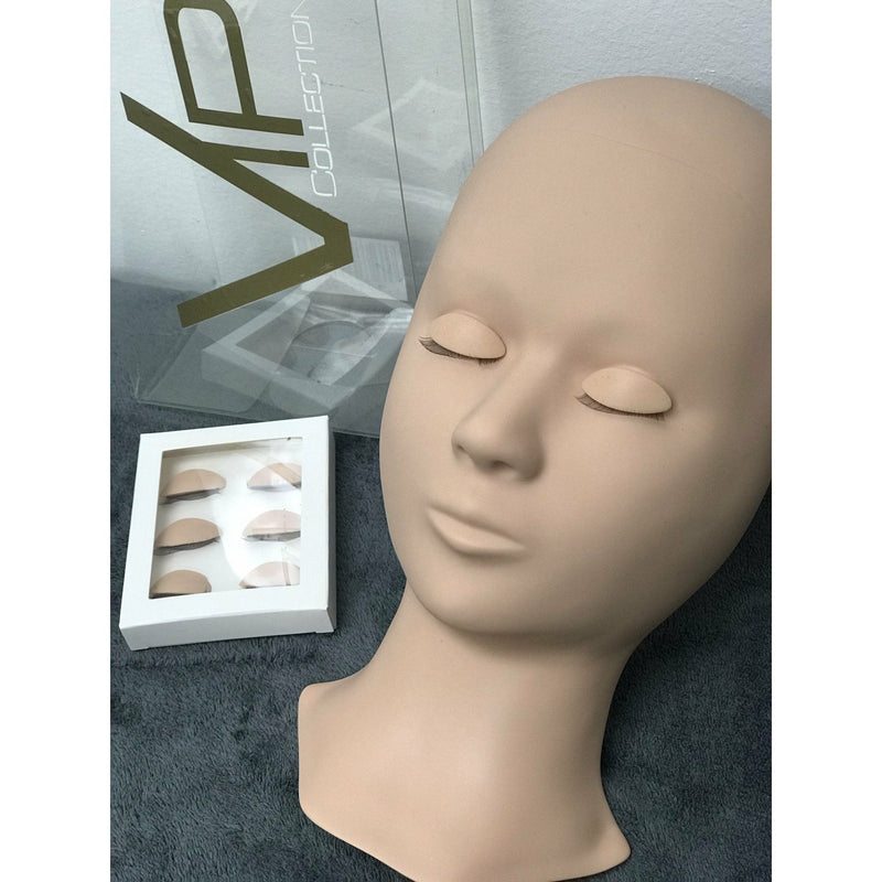 VIP Extensions Eyelash Practice Mannequin with 3 Sets of Removable Eyes Salon Supplies Gray 1,2