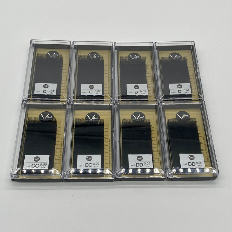 VIP Extensions VIP Faux Mink XL, 14 Lines 19-25mm, 2 Lines Per Size Eyelash Extensions Light Gray 0.07 / D,0.07 / CC,0.07 / C,0.07 / DD,0.05 / D,0.05 / CC,0.05 / C,0.05 / DD