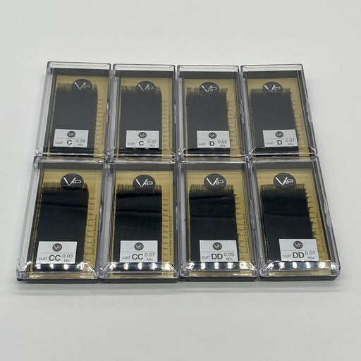 VIP Extensions VIP Faux Mink XL, 14 Lines 19-25mm, 2 Lines Per Size Eyelash Extensions Light Gray 0.07 / D,0.07 / CC,0.07 / C,0.07 / DD,0.05 / D,0.05 / CC,0.05 / C,0.05 / DD