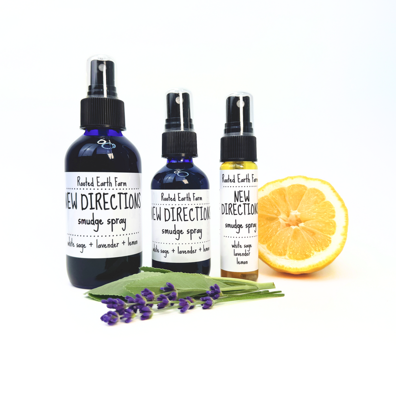 Rooted Earth Farm + Apothecary New Directions Smudge Spray Smudge Sprays White Smoke 1 oz,2 oz,4 oz