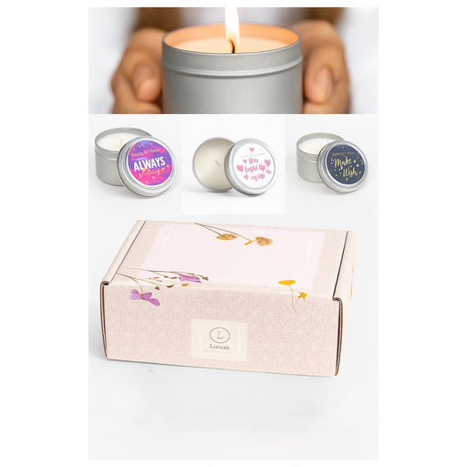 Lizush Trio of Tin Soy Candle - Scented with Bergamot and Lavender Essential oils White Smoke