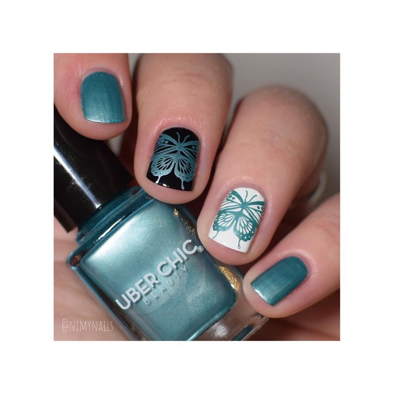 UberChic Beauty Butterflies Stamping Plate Slate Gray