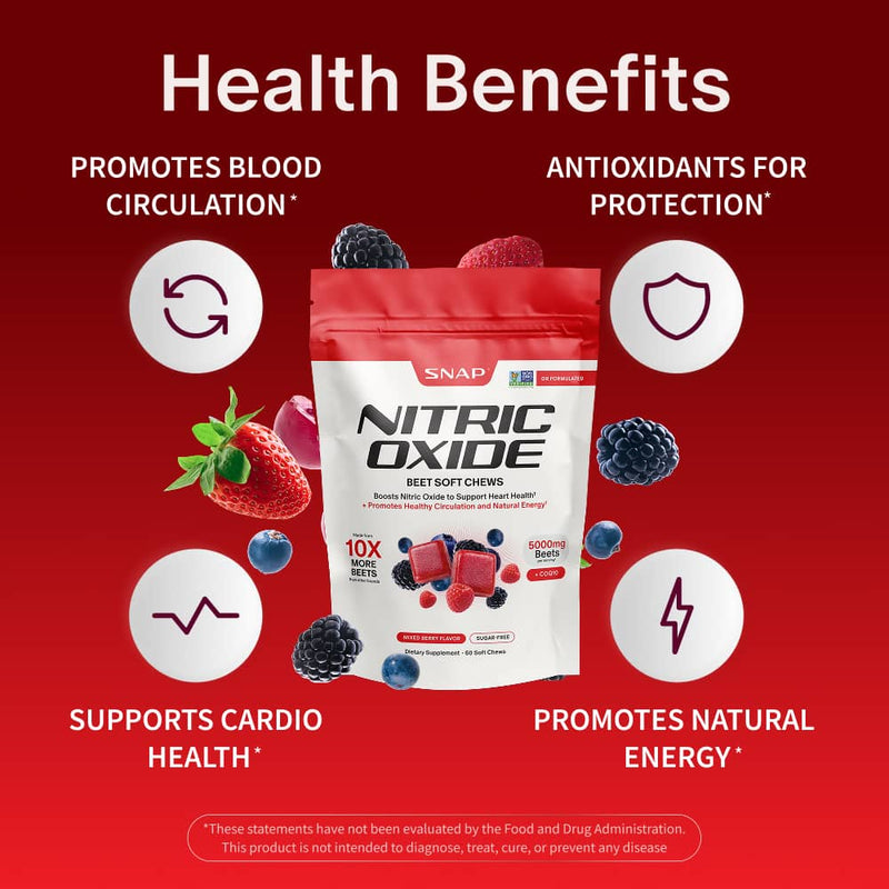 Snap Supplements Nitric Oxide Beet Soft Chews Dark Red