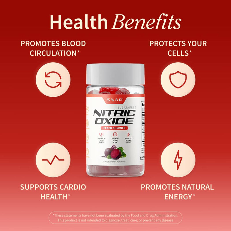 Snap Supplements Nitric Oxide Gummies - Peach Flavor Firebrick