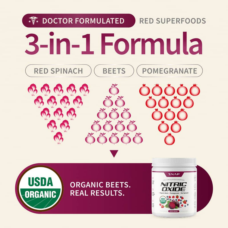 Snap Supplements Nitric Oxide Organic Beets - Mixed Berry Flavor Seashell
