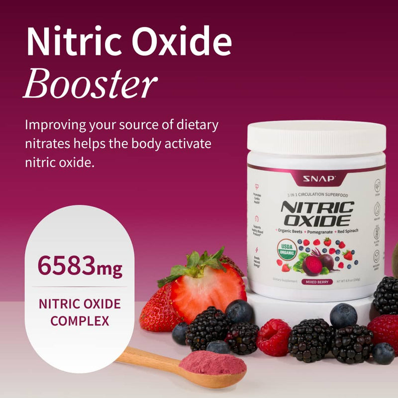 Snap Supplements Nitric Oxide Organic Beets - Mixed Berry Flavor Dark Red
