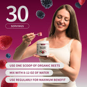 Snap Supplements Nitric Oxide Organic Beets - Mixed Berry Flavor Dark Red