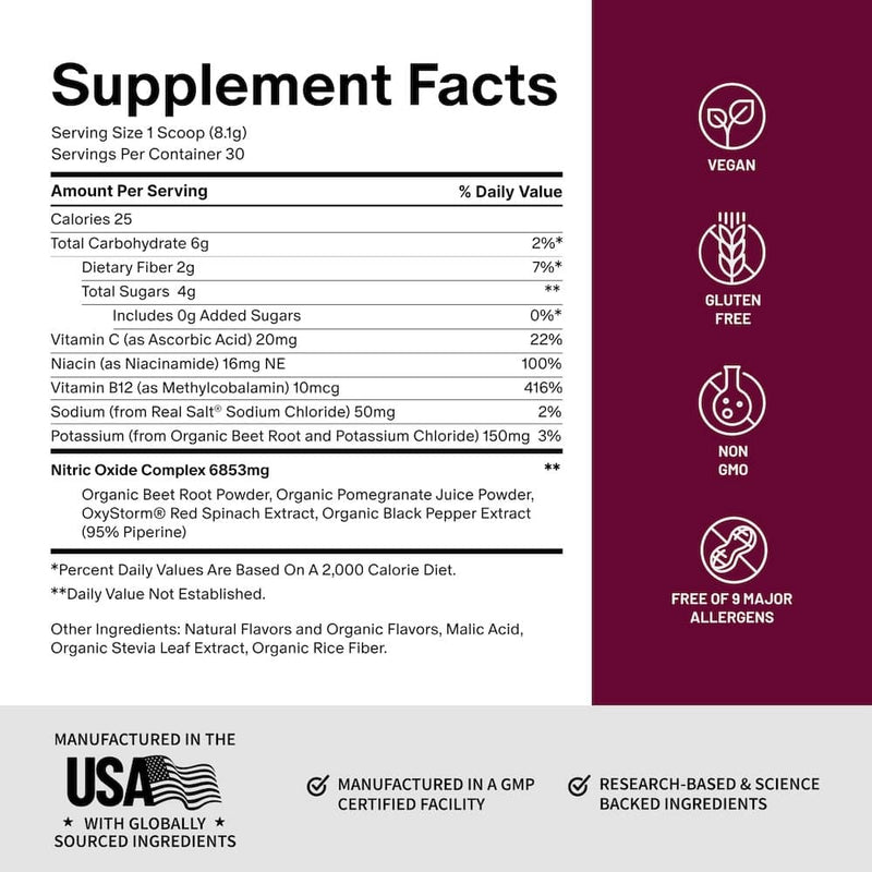 Snap Supplements Nitric Oxide Organic Beets - Mixed Berry Flavor White Smoke