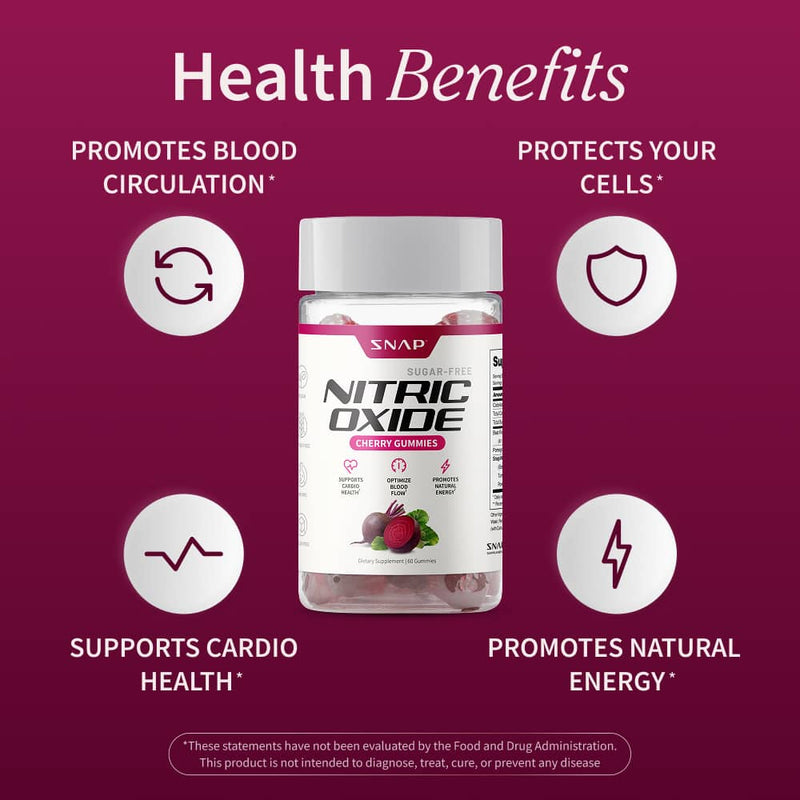 Snap Supplements Nitric Oxide Gummies (Cherry Flavor) - 3 Month Supply hidden Dark Red