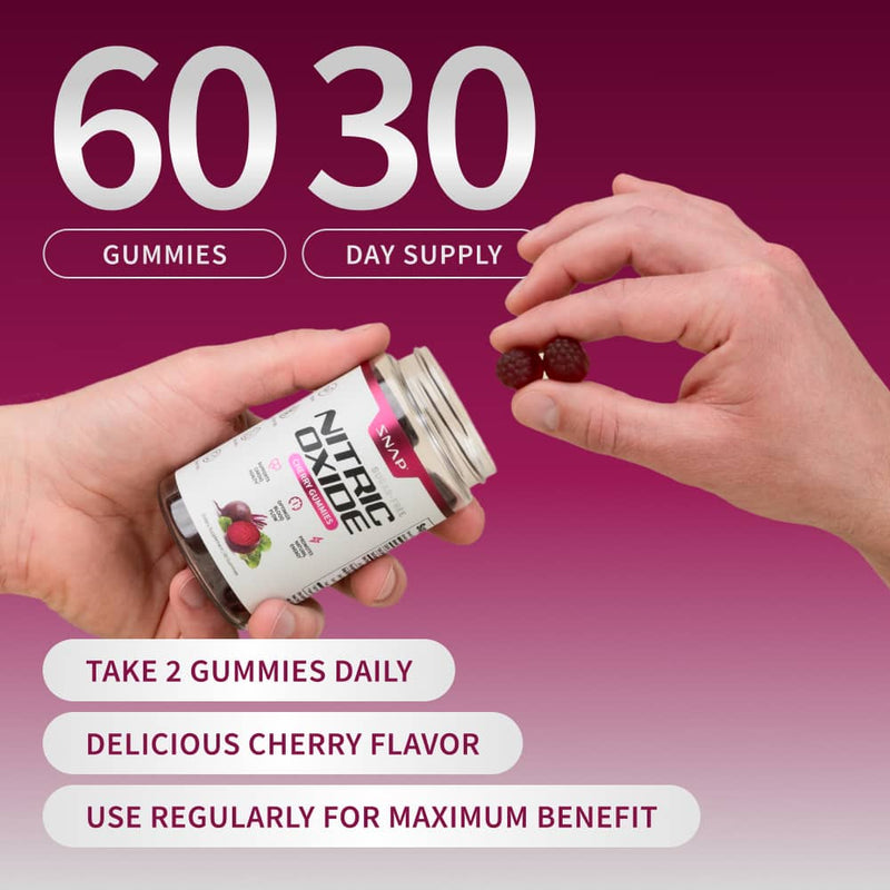 Snap Supplements Nitric Oxide Gummies - Cherry Flavor - Buy 2 Get 1 FREE! Dark Red
