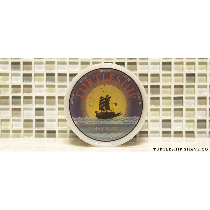 0 Turlteship Shave Cop. Bay Rum Shaving Soap 4 Oz Shaving Cream Light Gray