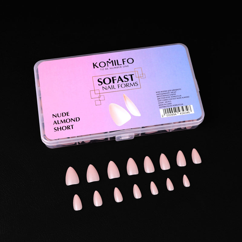 nbmsupply KOMILFO SOFAST NAIL FROMS NUDE ALMOND SHORT, 360 PCS 456075 Black