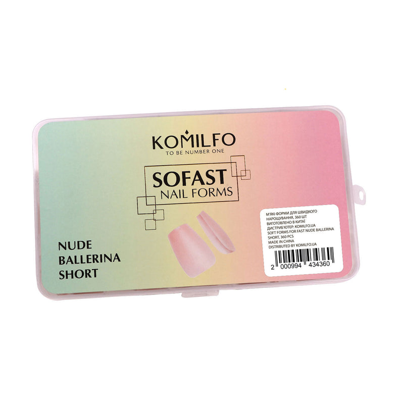 nbmsupply KOMILFO SOFAST NAIL FROMS NUDE BALLERINA SHORT, 360 PCS 456077 White Smoke